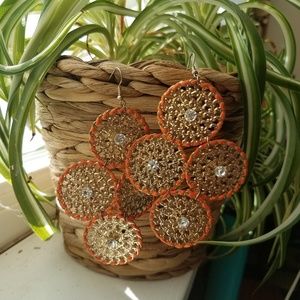 Gold/orange boho earrings (earthbound)